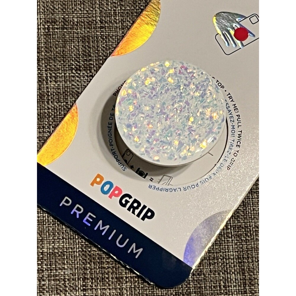 PopSockets PopGrip PREMIUM Phone Grip & Stand - Iridescent Confetti White - NEW - Picture 2 of 7